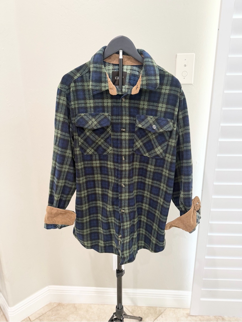 CQR Men’s Plaid Flannel Overshirt Shacket Gorpcore Granola Outdoors